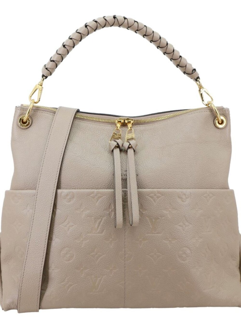 Louis Vuitton  Maida Monogram Empreinte Leather Hobo Shoulder Bag Beige